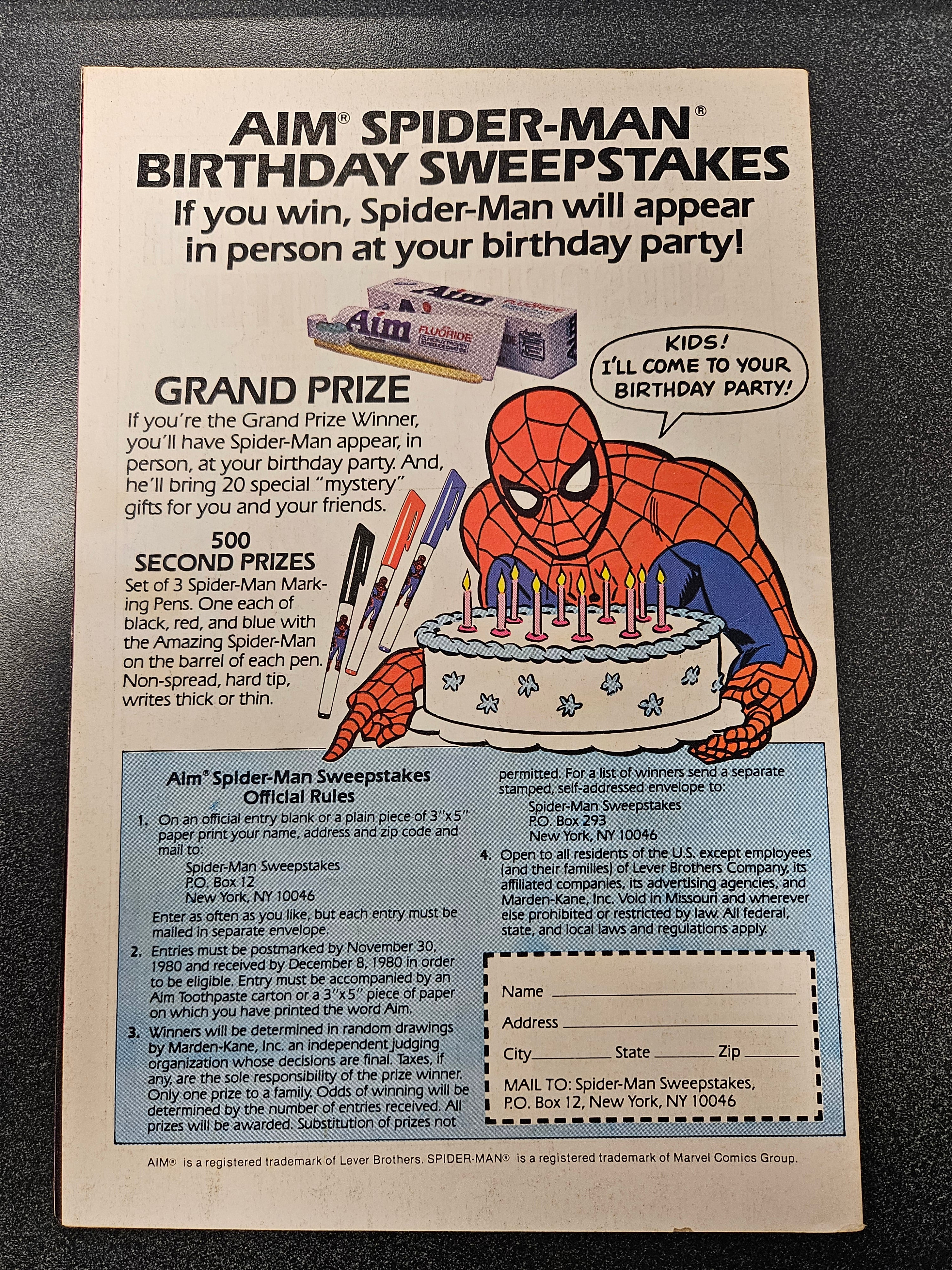 Amazing Spider-Man (1980 Series) #1 (5.0) AIM Toothpaste Promotion