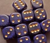 CHX25737: Speckled - 16mm D6 Golden Cobalt (12)