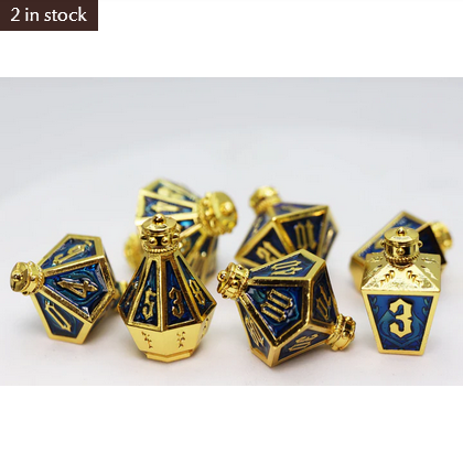 Moonlit Lantern: Golden Pureflame - Metal RPG Dice Set
