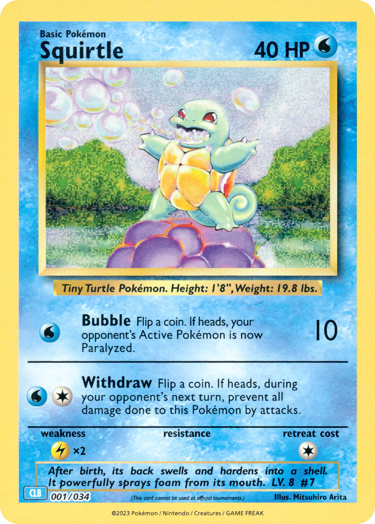 Squirtle - 001/034 (TCG:CLB) Classic Collection - Near Mint Holofoil