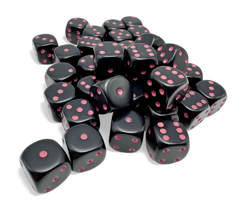 CHX25848: Opaque - 12mm D6 Black w/pink (36)