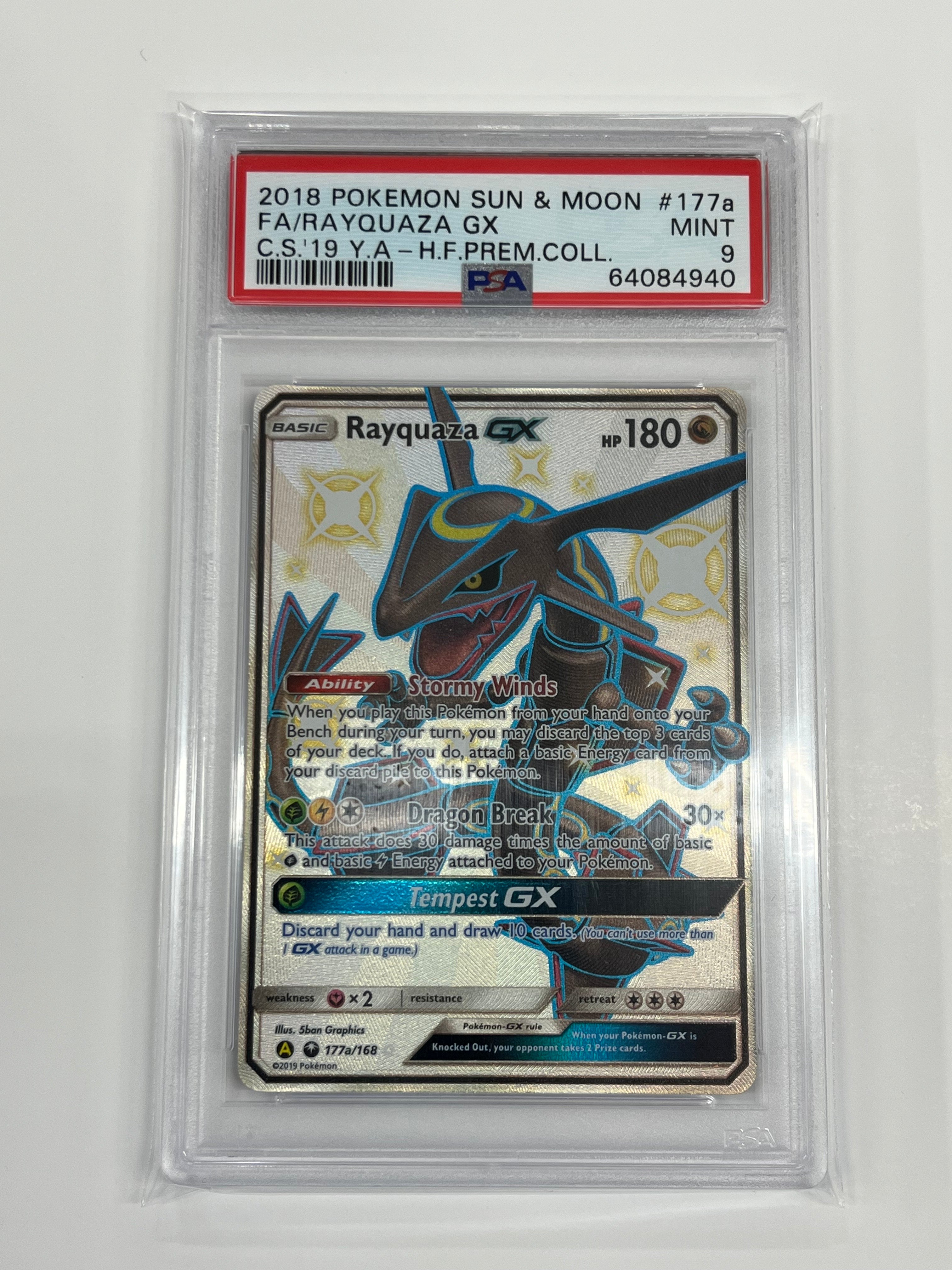 Rayquaza GX (Secret) - 177a/168 (CES) Alternate Art Promo - Near Mint Holofoil (Graded - PSA 9)