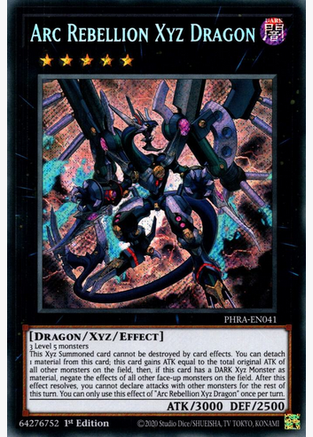 Arc Rebellion Xyz Dragon (PHRA-EN041) 1st Edition Secret Rare - Near Mint
