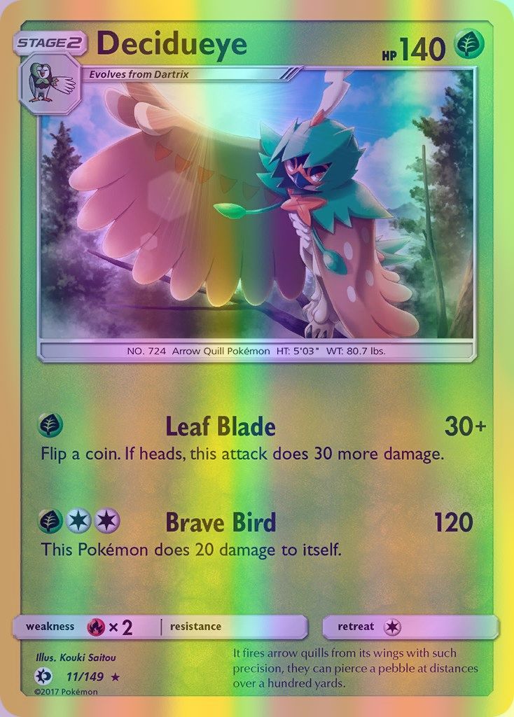 Decidueye - 011/149 (SM01) Rare - Near Mint Reverse Holofoil