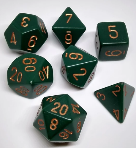 CHX25415: Opaque - Poly Set Dusty Green w/copper (7)