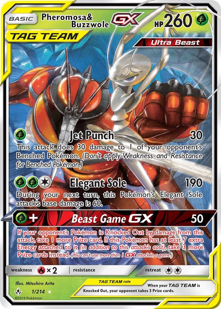 Pheromosa & Buzzwole GX - 1/214 (SM10) Ultra Rare - Near Mint Holofoil