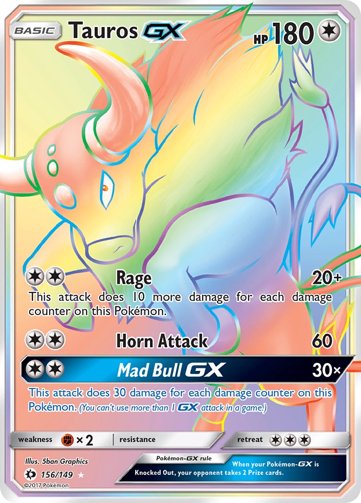 Tauros GX (Secret) - 156/149 (SM01) Secret Rare - Near Mint Holofoil