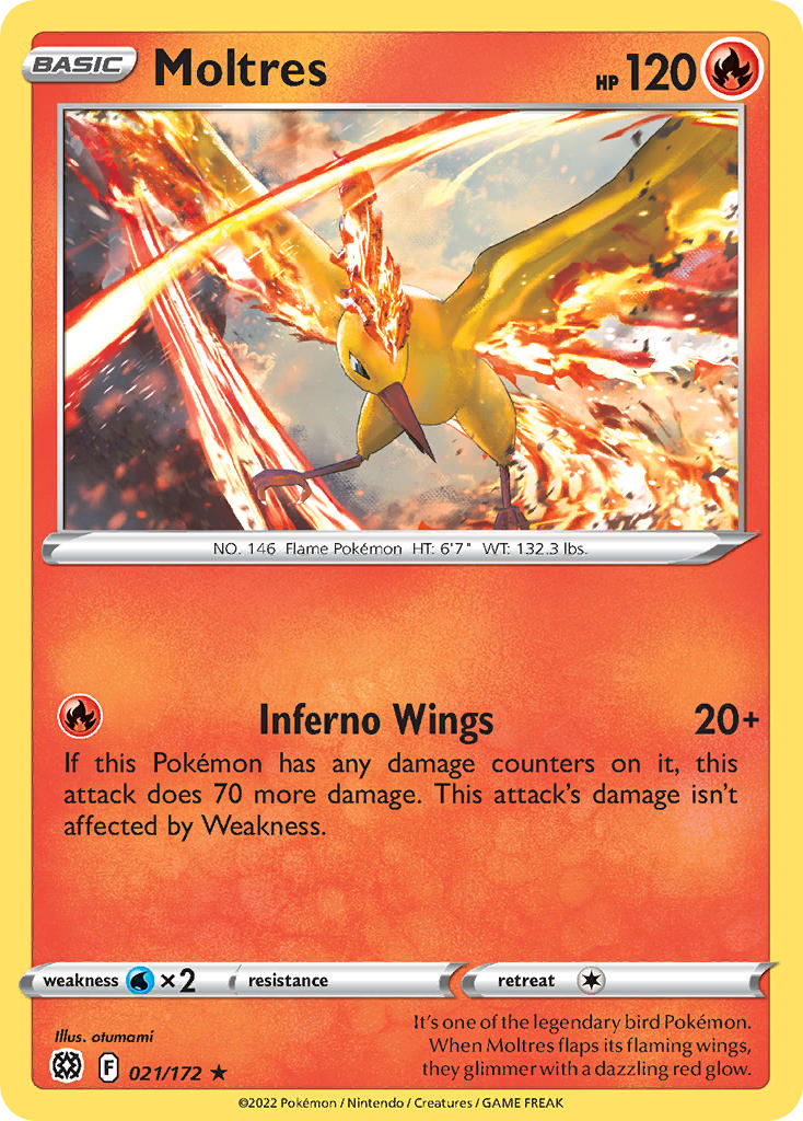 Moltres - 021/172 (SWSH09) Holo Rare - Near Mint Holofoil