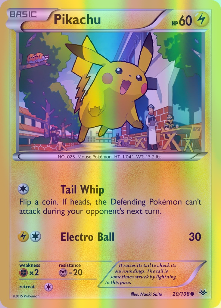 Pikachu - 020/108 (ROS) Common - Light Played Reverse Holofoil