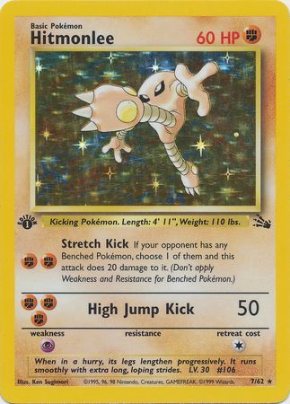 Hitmonlee - 07/62 (FO) Holo Rare - Near Mint 1st Edition Holofoil
