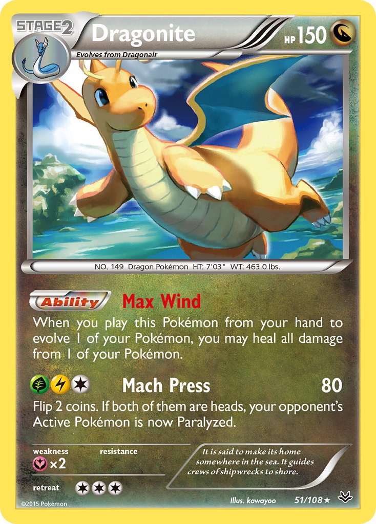 Dragonite - 051/108 (ROS) Rare - Near Mint
