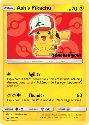 Ash's Pikachu - SM109 (SM:PR) Promo - Light Play