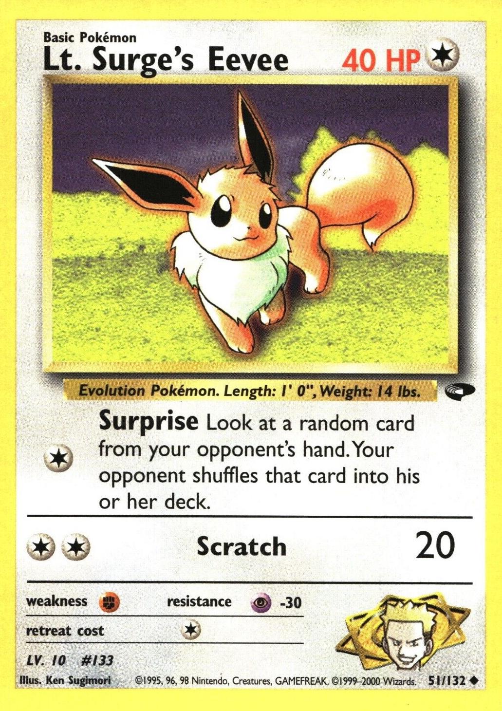Lt. Surge's Eevee - 51/132 (G2) Uncommon - Near Mint Unlimited