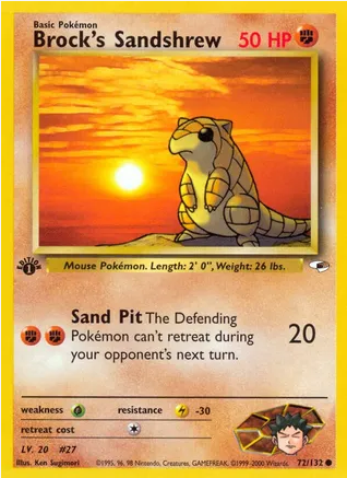 Brock's Sandshrew - 72/132 (G1) Common - Light Play 1st Edition
