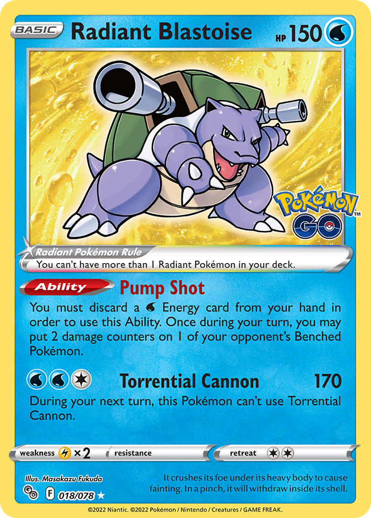 Radiant Blastoise - 018/078 (PGO) Radiant Rare - Near Mint Holofoil