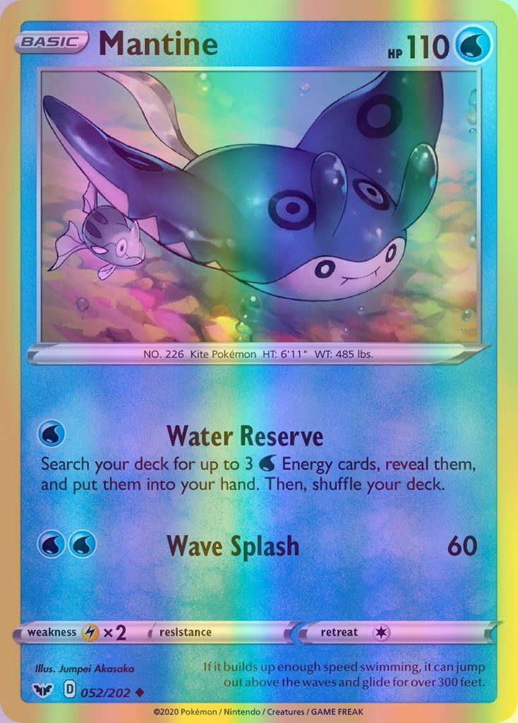 Mantine - 052/202 (SWSH01) Uncommon - Near Mint Reverse Holofoil