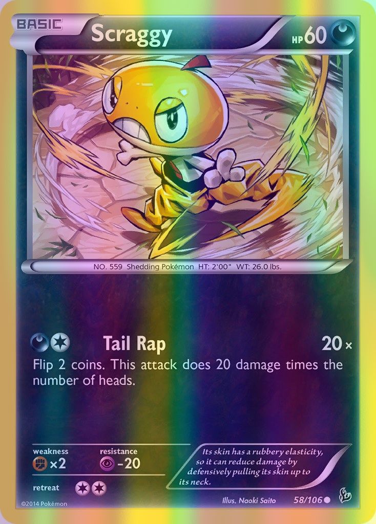 Scraggy - 058/106 (FLF) Common - Near Mint Reverse Holofoil