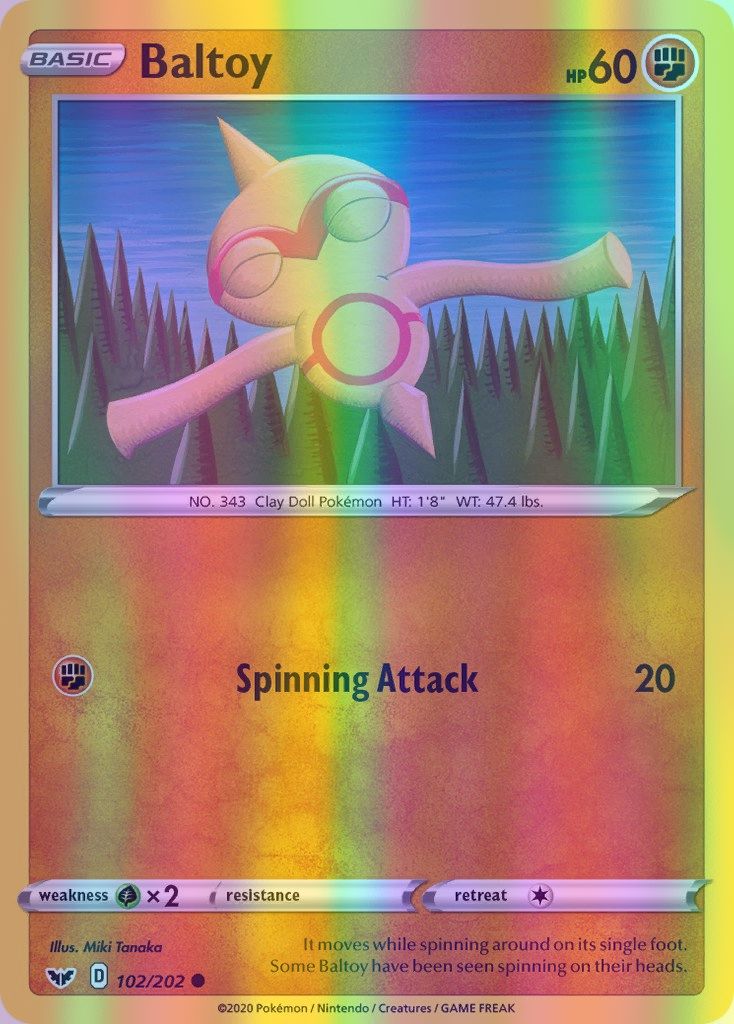 Baltoy - 102/202 (SWSH01) Common - Near Mint Reverse Holofoil