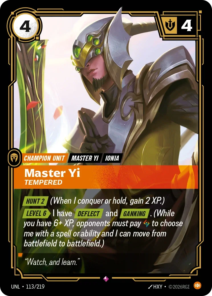 Master Yi - Tempered - 113/219 (UNL) Rare