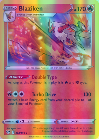 Blaziken - 024/189 (SWSH03) Holo Rare - Near Mint Reverse Holofoil