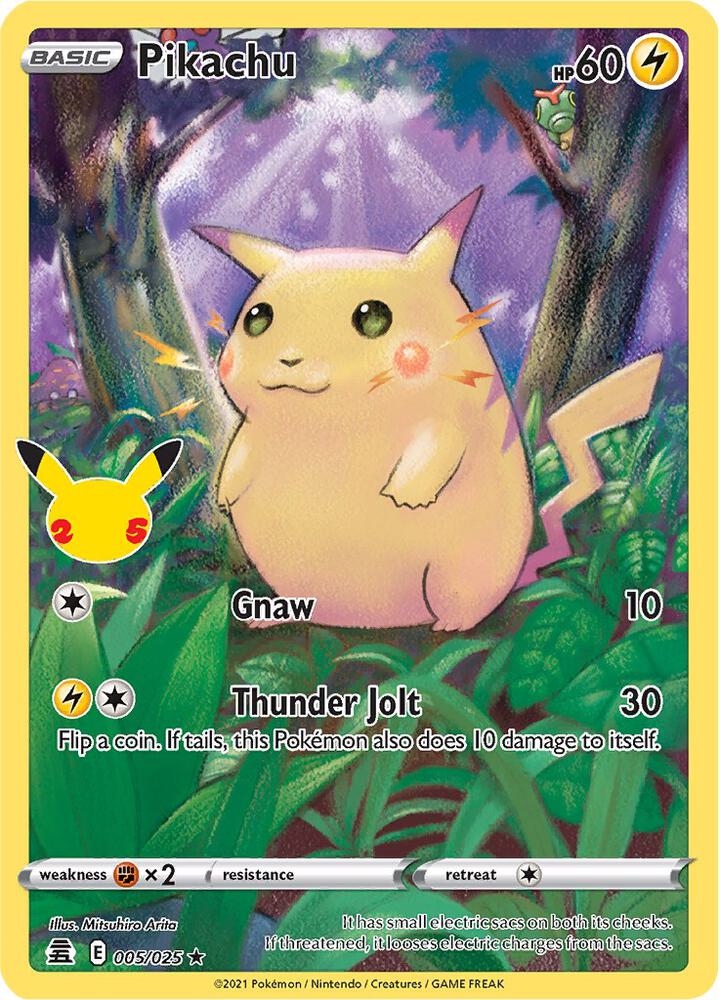 Pikachu - 005/025 (CLB) Holo Rare - Moderate Played Holofoil