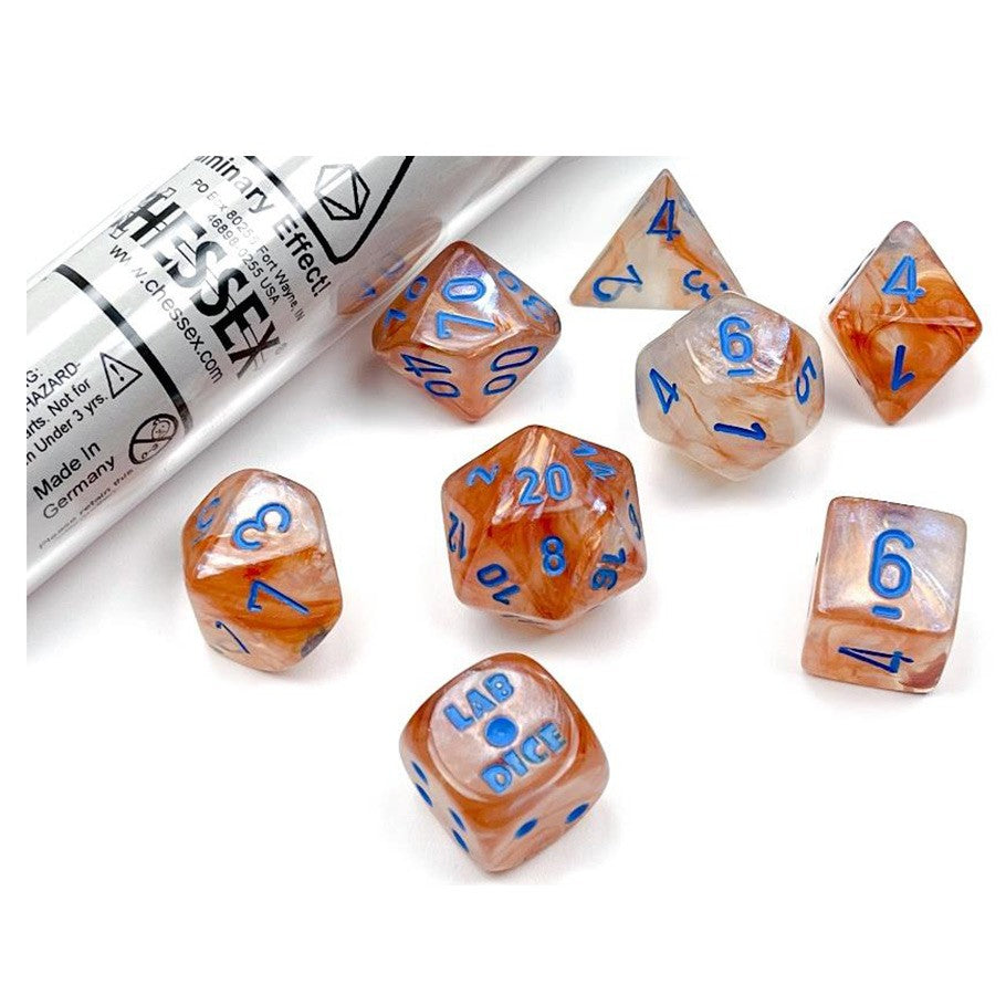 CHX30045: Borealis - Poly Set Rose Gold w/Light blue (Luminary) (7) (Lab Dice 5)