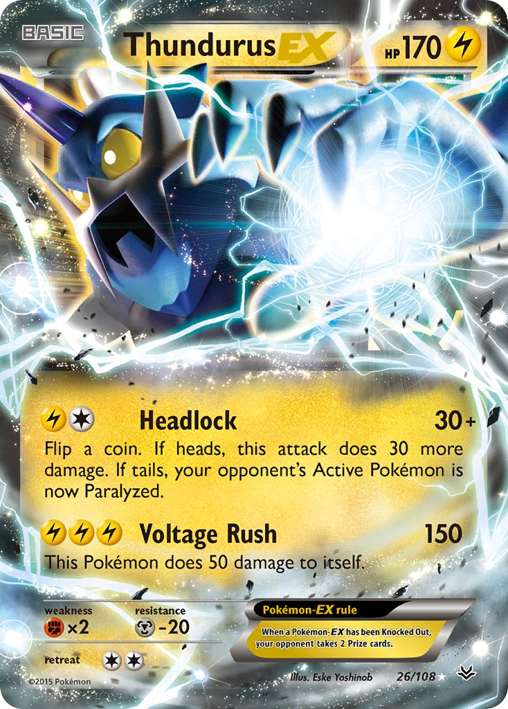 Thundurus EX - 026/108 (ROS) Ultra Rare - Near Mint Holofoil