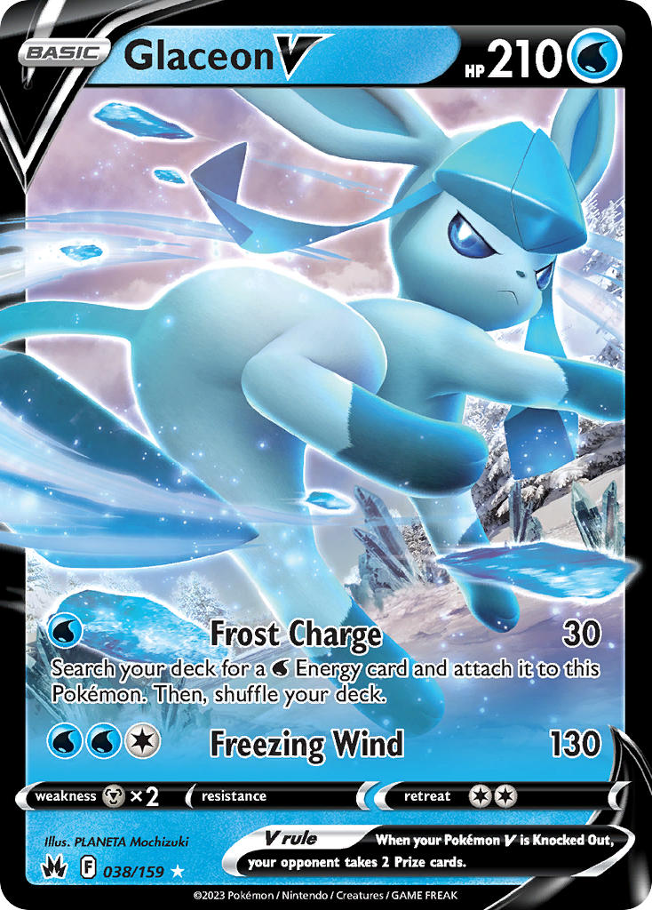 Glaceon V - 038/159 (CRZ) Ultra Rare - Near Mint Holofoil