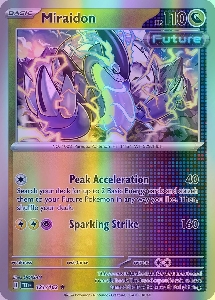 Miraidon - 121/162 (TEF) Rare - Near Mint Reverse Holofoil Miraidon - 121/162 (TEF) Rare - Near Mint Reverse Holofoil