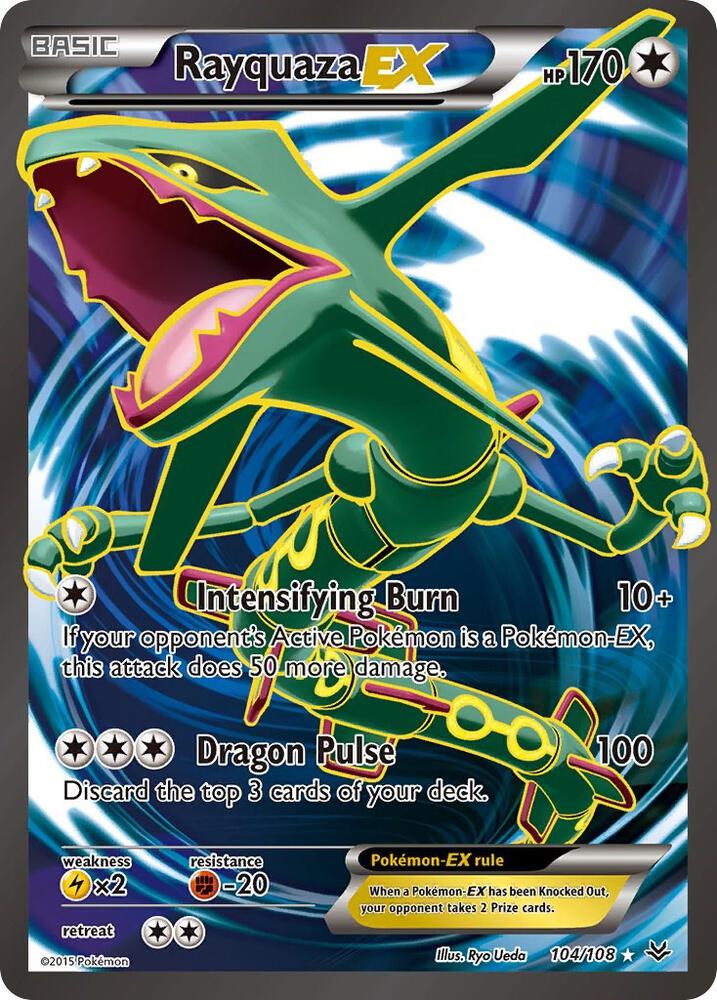 Rayquaza EX (Full Art) - 104/108 (ROS) Ultra Rare - Moderate Play Holofoil