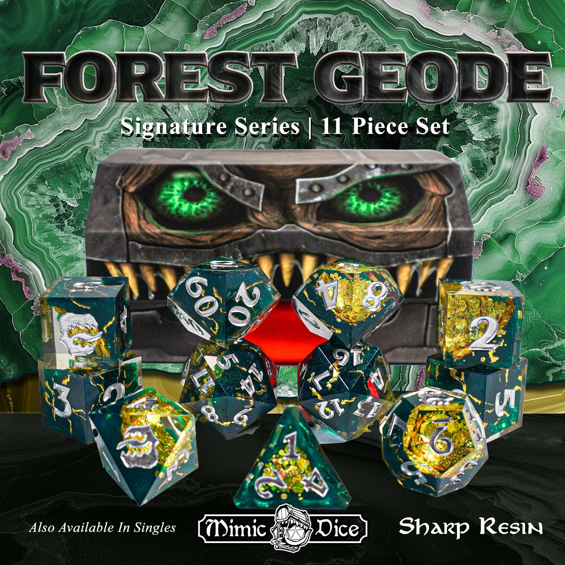 ArcKnight - Mimic Dice - Signature Sharp Resin - Forest Geode