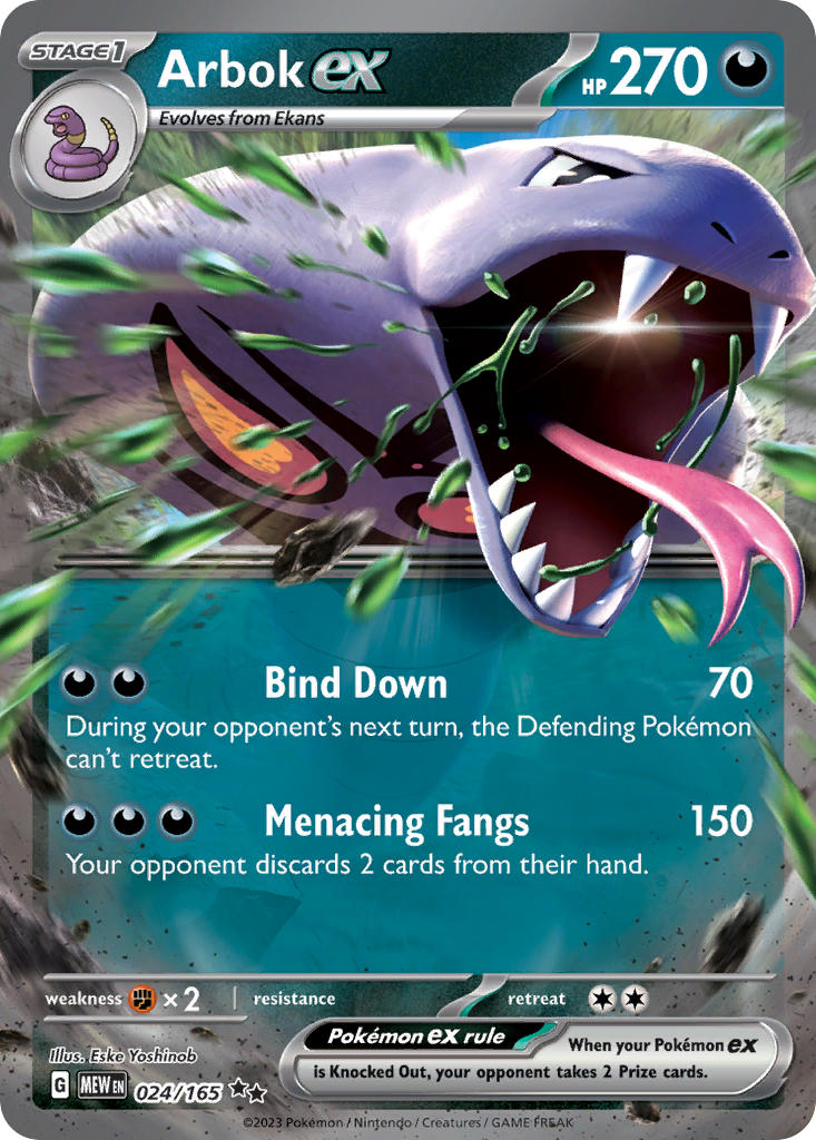 Arbok ex - 024/165 (MEW) Double Rare - Near Mint Holofoil