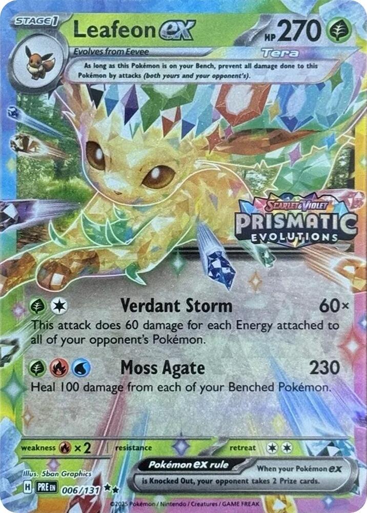 Leafeon ex (Prismatic Evolutions Stamp) - 006/131 (PRE) Double Rare - Near Mint Holofoil