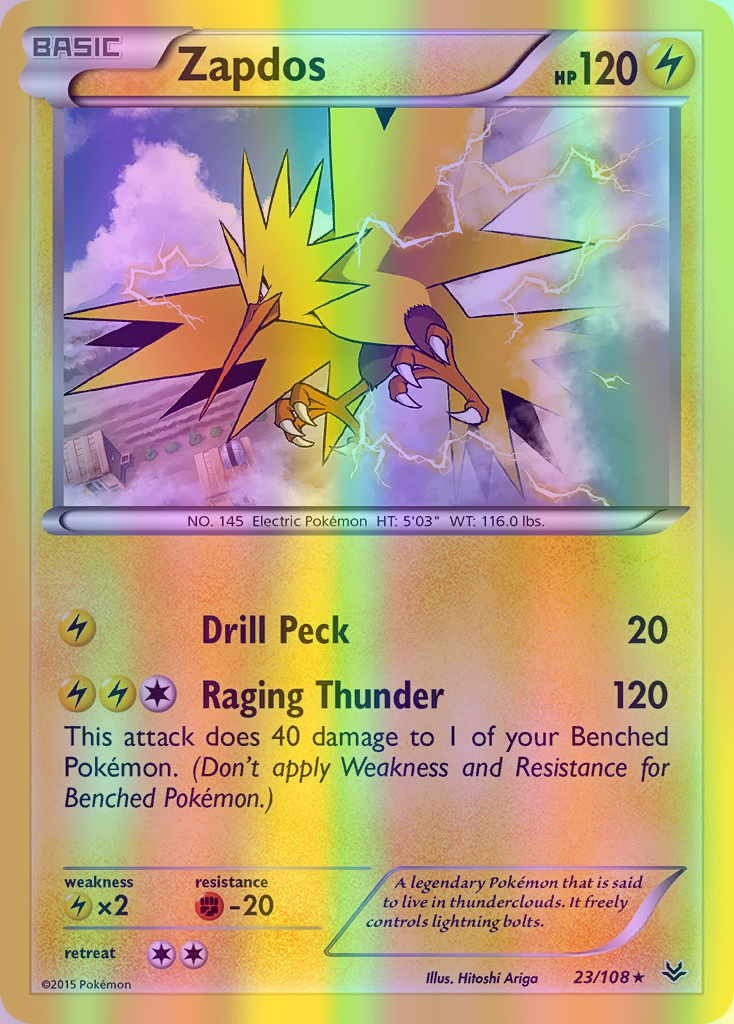 Zapdos - 023/108 (ROS) Rare - Near Mint Reverse Holofoil