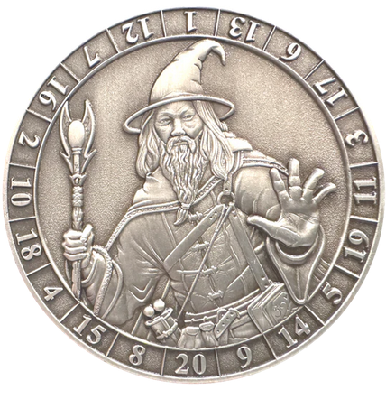 Dice Coin d20 Male Human Wizard