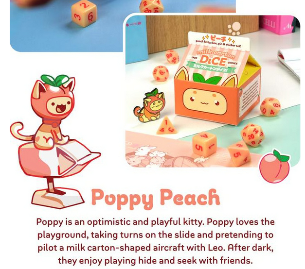 Milk Carton Kawaii Cat Dice: Fruit Meadows -