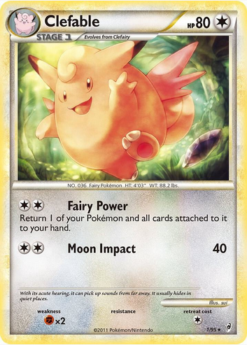 Clefable - 1/95 (CL) Holo Rare - Moderate Play Holofoil