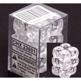 CHX23601: Translucent - 16mm D6 Clear w/white (12)