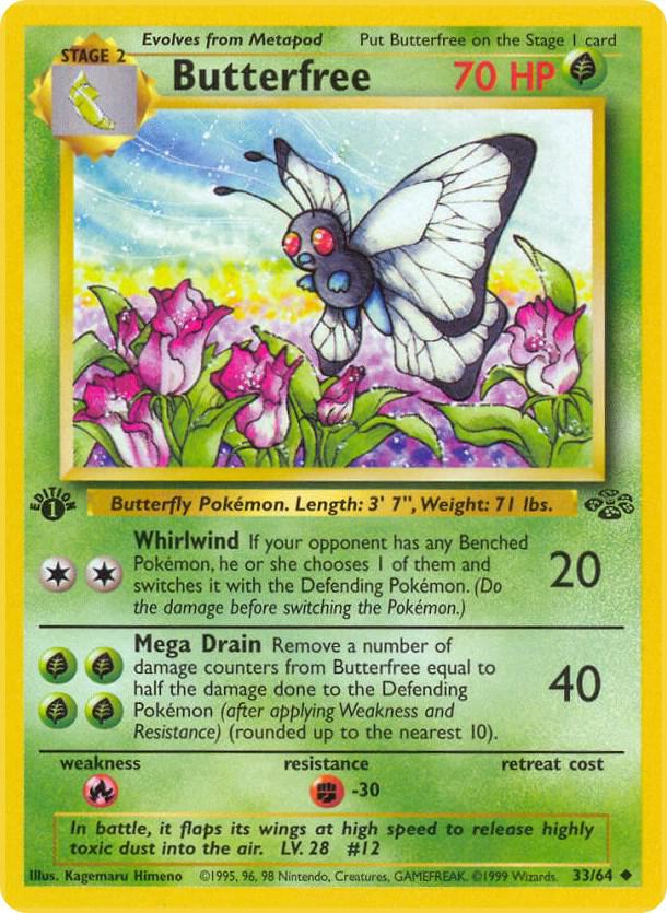 Butterfree - 33/64 (JU) Uncommon - Heavily Played 1st Edition