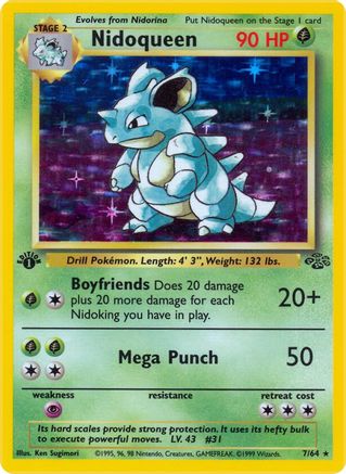 Nidoqueen - 07/64 (JU) Holo Rare - Moderately Played Unlimited Holofoil