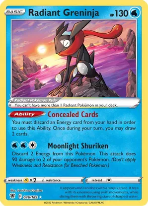 Radiant Greninja - 046/189 (SWSH10) Radiant Rare - Near Mint Holofoil