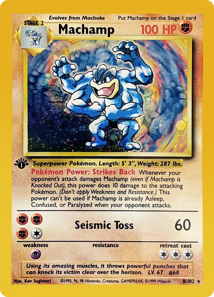 Machamp 8/102 (BS) 1st Edition Holo Rare - Damaged