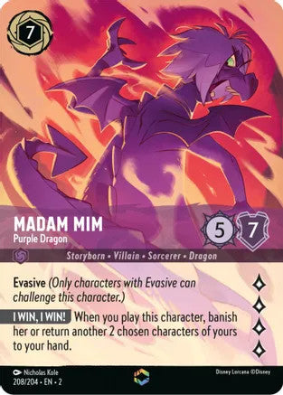 Madam Mim - Purple Dragon (Alternate Art) (Rise of the Floodborn 208/204) Enchanted - Near Mint Holofoil