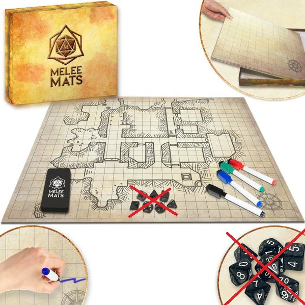 Melee Mats Adventure Grid (USED, MISSING DICE SET)