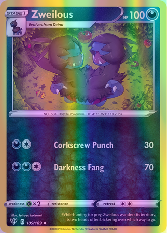 Zweilous - 109/189 (SWSH03) Uncommon - Near Mint Reverse Holofoil