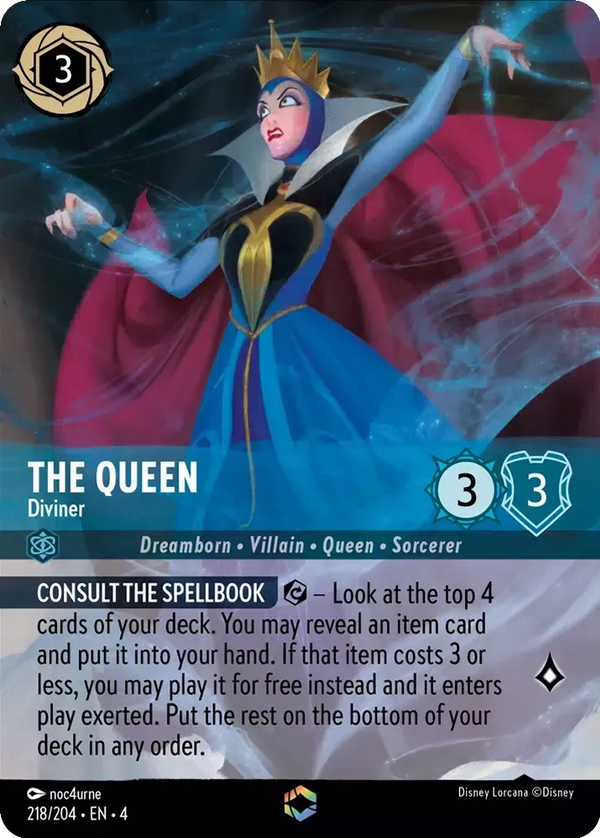 The Queen - Diviner (Alternate Art) (Ursula's Return 218/204) Enchanted - Near Mint Holofoil