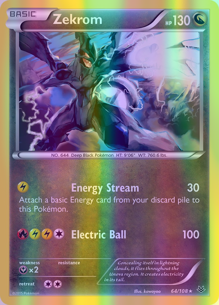 Zekrom - 064/108 (ROS) Holo Rare - Near Mint Reverse Holofoil