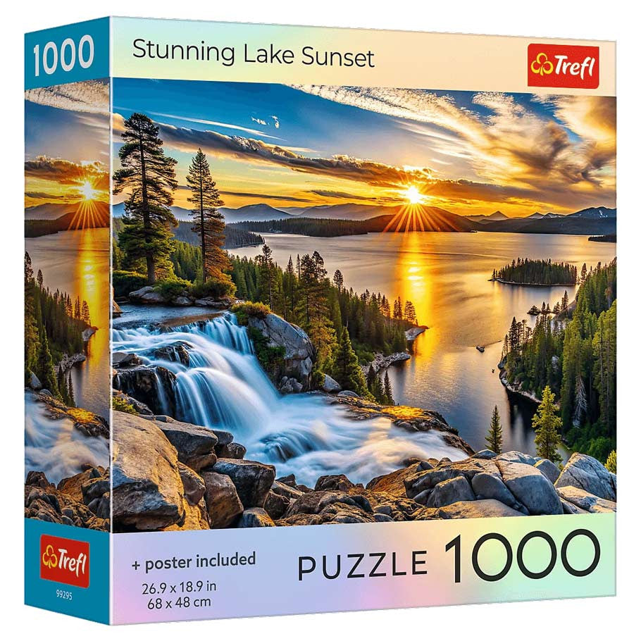 Puzzle: Stunning Lake Sunset 1000 Piece (Trefl Red)