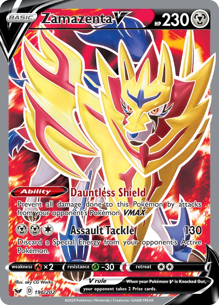 Zamazenta V (Full Art) - 196/202 (SWSH01) Ultra Rare - Near Mint Holofoil