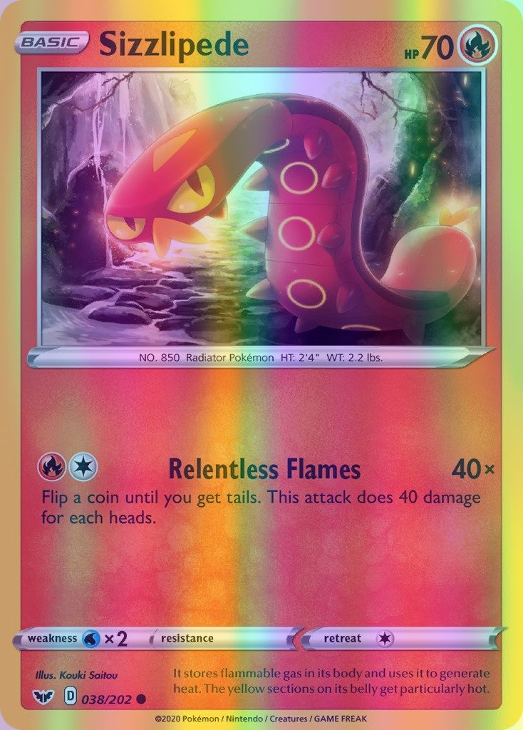 Sizzlipede - 038/202 (SWSH01) Common - Near Mint Reverse Holofoil